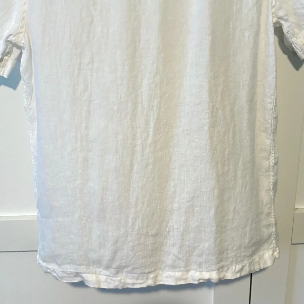 Murano Men's White Linen Short Sleeved Casual Button Front Shirt in Size L‎